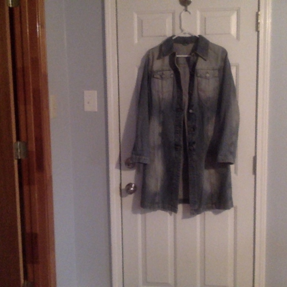 Italian Denim Jean Trench Jacket Size M United Colors of Benetton